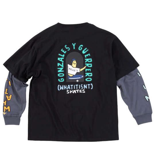 大きいサイズ メンズ (What it isNt) 半袖T × 長袖T レイヤード Tシャツ ブラック × チャコール 1278-4695-2 3L 4L 5L 6L 8L