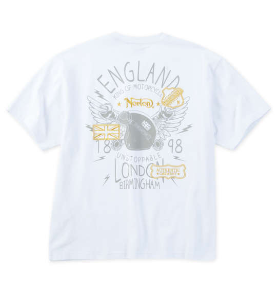大きいサイズ メンズ Norton 天竺 半袖 Tシャツ ホワイト 1278-5503-1 3L 4L 5L 6L 8L