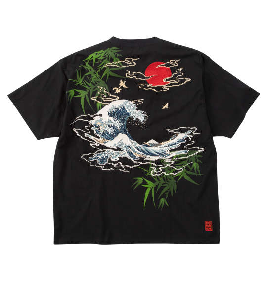 大きいサイズ メンズ 絡繰魂 浮世絵 半袖 Tシャツ ブラック 1258-5250-1 3L 4L 5L 6L