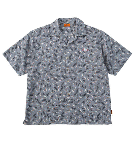 大きいサイズ メンズ KRIFF MAYER かるさらエアー総柄プリント 開襟 半袖 シャツ グレー クリフラビット柄 1277-5260-2 3L 4L 5L 6L 8L