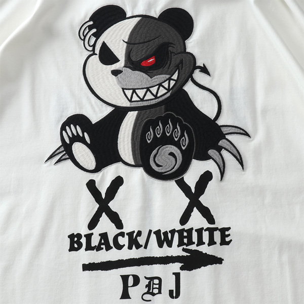 大きいサイズ メンズ B/W-PDJ RELAX ツートーン 刺繍 プリント 半袖 パーカー 585857k_10