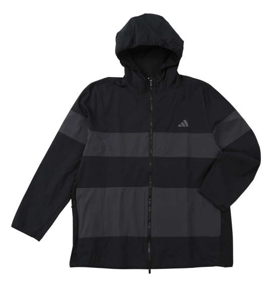 大きいサイズ メンズ adidas golf バックポケット付 軽量 撥水 フルジップ フーディー ブラック 1273-5250-2 4XL 5XL