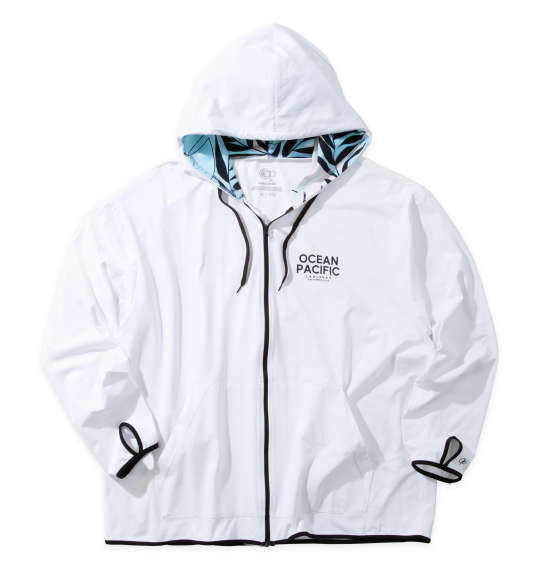 大きいサイズ メンズ OCEAN PACIFIC PEARTEX UV 長袖 フルジップ パーカー ホワイト 1278-5281-1 3L 4L 5L 6L 8L