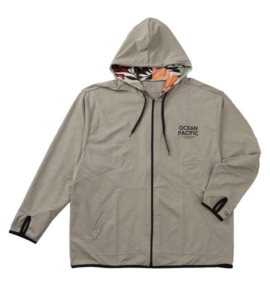 大きいサイズ メンズ OCEAN PACIFIC PEARTEX UV 長袖 フルジップ パーカー オリーブ 1278-5281-3 3L 4L 5L 6L 8L