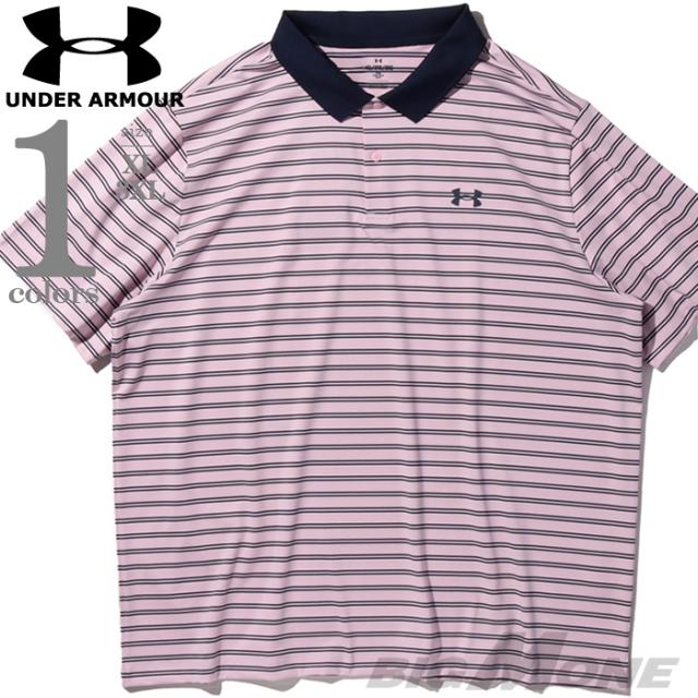 大きいサイズ メンズ UNDER ARMOUR アンダーアーマー ボーダー柄 半袖 ポロシャツ MATCHPLAY STRIPE POLO USA直輸入 1377376-647