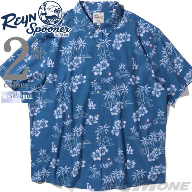大きいサイズ メンズ REYN SPOONER レインスプーナー 総柄 半袖 ボタンダウン シャツ ロサンゼルス ドジャース MLB LOS ANGELES DODGERS USA直輸入 m627613124