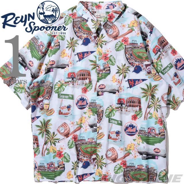 大きいサイズ メンズ REYN SPOONER レインスプーナー 総柄 半袖 アロハ シャツ ニューヨークメッツ MLB NEW YORK METS USA直輸入 m634012124
