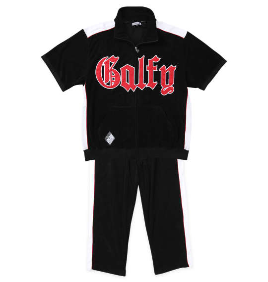 大きいサイズ メンズ GALFY ウェッサイ成金パイル 半袖 スタンド フルジップ セット ブラック 1258-5241-2 3L 4L 5L 6L_1