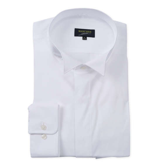 大きいサイズ メンズ MANCHES COLLECTION ウイングカラー 長袖 シャツ ホワイト 1277-5226-1 3L 4L 5L 6L 7L 8L 9L 10L
