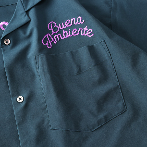 大きいサイズ メンズ PANASPUR パナシュプール 刺繍入り 半袖 オープン