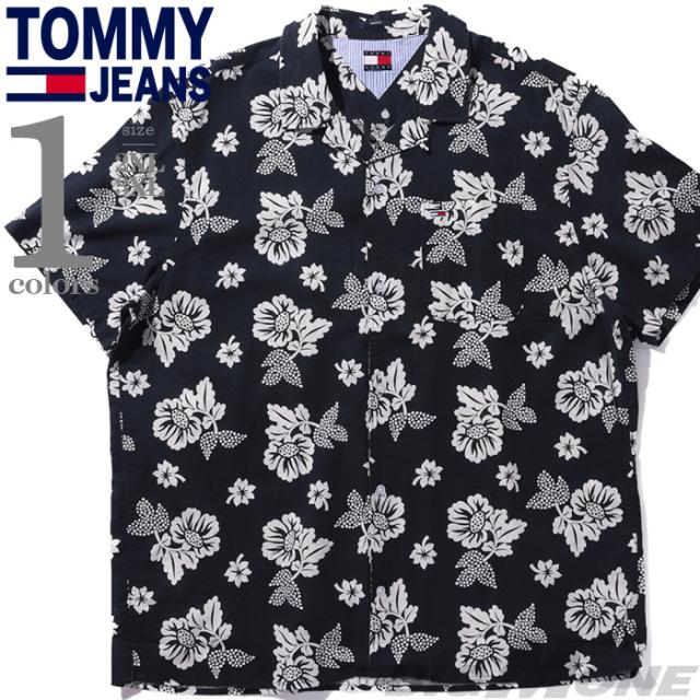大きいサイズ メンズ  JEANS トミージーンズ 半袖 総柄プリント シャツ USA直輸入 dm0dm21351
