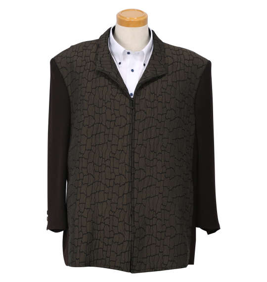 大きいサイズ メンズ ジップデザイン スーツ ブラウン×グリーン 1122-5376-2 2L 4L 5L 大きいサイズ メンズ ジップデザイン スーツ ブラウン×グリーン 1122