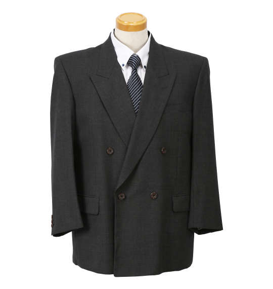 大きいサイズ メンズ ダブル4ツ釦1ツ掛 ジャケット チャコールグレー 1122-5409-3 2L 2TL 3L 5L 6L TLL