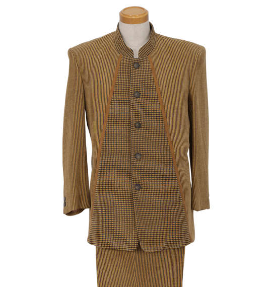 大きいサイズ メンズ モール切替 マオカラー スーツ カラシ 1122-5421-2 2L 3L 4L