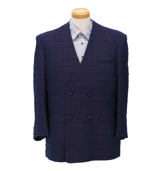 大きいサイズ メンズ カラーレスダブル4ツ釦2ツ掛 ジャケット パープル 1122-5427-2 2L 3L 5L