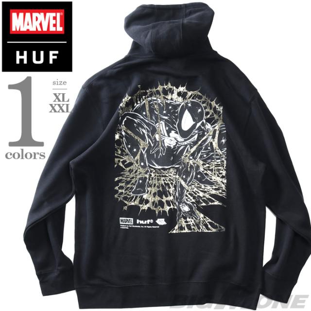 大きいサイズ メンズ HUF ハフ ｘ MARVEL マーベル スパイダーマン フルジップ パーカー SPIDER-MAN ARACHKNIGHT FZ HOODIE USA直輸入 pf00825