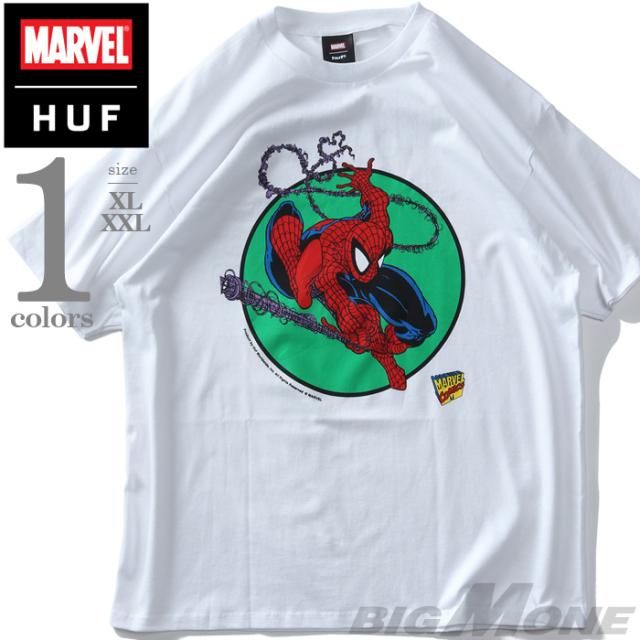 大きいサイズ メンズ HUF ハフ ｘ MARVEL マーベル スパイダーマン 半袖 Tシャツ SPIDER-MAN THREE HUNDRED TEE USA直輸入 ts02724