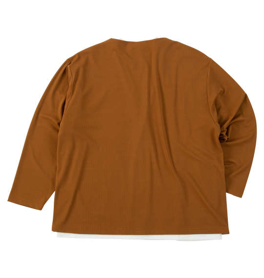 大きいサイズ メンズ COLLINS ミニワッフル 長袖 カーディガン + 天竺 半袖 Tシャツ ブラウン×ホワイト 1258-5300-3 3L 4L 5L 6L 8L 大きいサイズ メンズ COLLINS ミニワッフル 長袖 カーディガン + 天竺