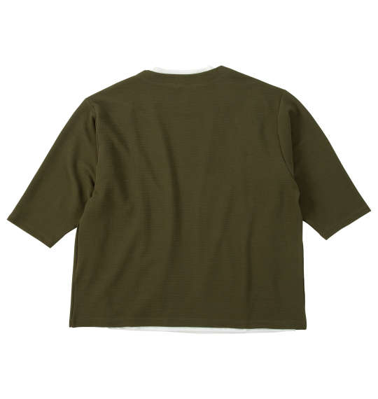 大きいサイズ メンズ COLLINS ふくれジャガードトッパー 七分袖 カーディガン + 天竺 半袖 Tシャツ カーキ×ホワイト 1258-5301-2 3L 4L 5L 6L 8L