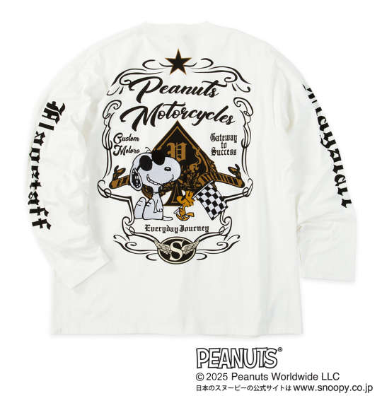 大きいサイズ メンズ FLAGSTAFF×PEANUTS スヌーピーコラボ 長袖 Tシャツ ホワイト 1278-5305-1 3L 4L 5L 6L 8L