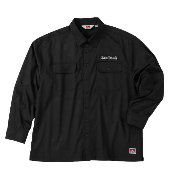 大きいサイズ メンズ BEN DAVIS 刺繍ツイル ワーク シャツ ブラック 1277-5305-2 3L 4L 5L 6L_1