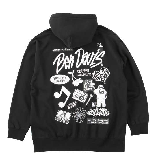 大きいサイズ メンズ BEN DAVIS セレクション フルジップ パーカー ブラック 1278-5613-2 3L 4L 5L 6L