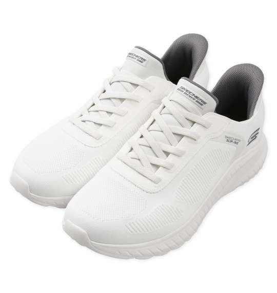 大きいサイズ メンズ SKECHERS スニーカー SLIP-INS BOBS SPORT SQUAD CHAOS ホワイト 1240-5362-1 30 31 32