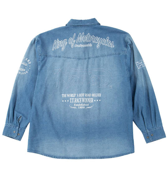 大きいサイズ メンズ Norton デニム 長袖 シャツ サンドネイビー 1277