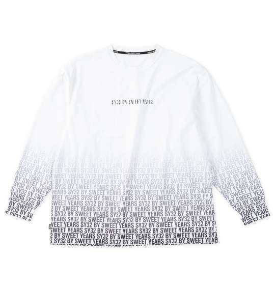 大きいサイズ メンズ SY32 by SWEET YEARS グラデーションロゴ 長袖 Tシャツ ホワイト 1278-5602-1 3L 4L 5L 6L