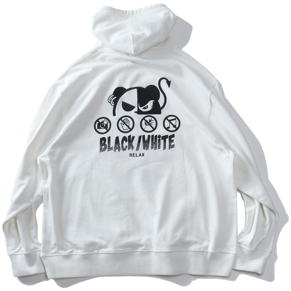 大きいサイズ メンズ B/W-PDJ RELAX PANDA プルオーバー パーカー 秋冬