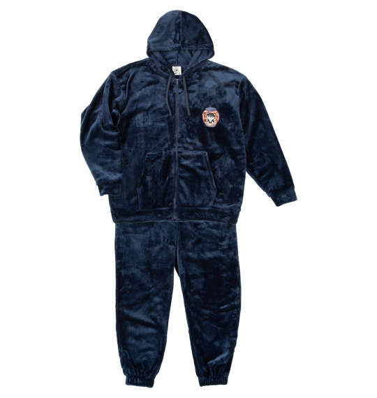 大きいサイズ メンズ 黒柴印和んこ堂 ふわもこ フルジップ パーカー & パンツ セット ネイビー 1258-5323-1 3L 4L 5L 6L 8L