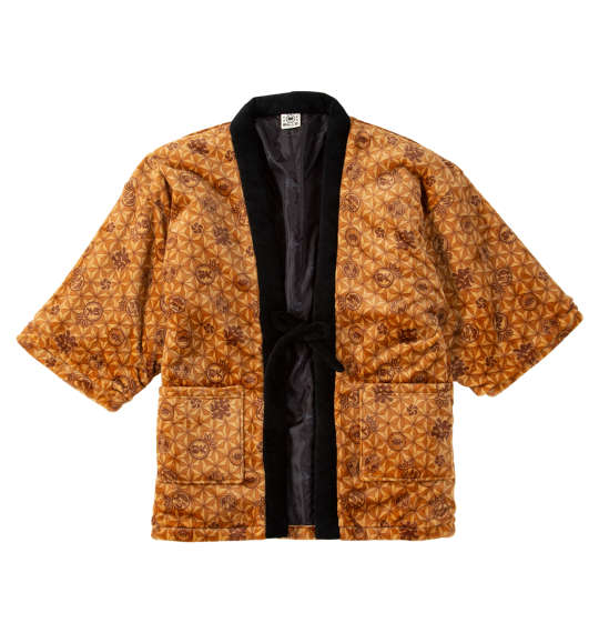 大きいサイズ メンズ 黒柴印和んこ堂 麻の葉紋様柄 ふわもこ 半纏 キャメル 1258-5324-2 3L 5L 7L