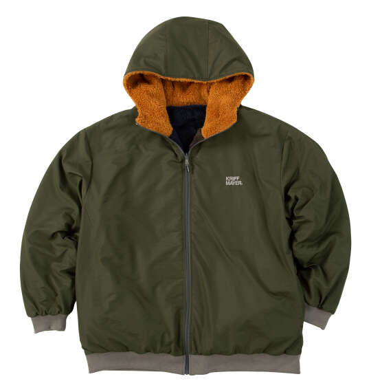 大きいサイズ メンズ KRIFF MAYER ひっくり フルジップ パーカー ジャケット カーキ 1273-5340-1 3L 4L 5L 6L 8L