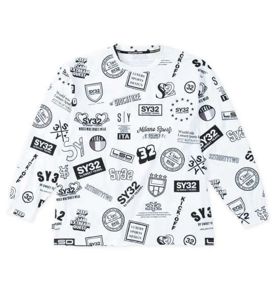 大きいサイズ メンズ SY32 by SWEET YEARS グラフィックパターン 長袖 Tシャツ ホワイトシンボル 1278-5603-1 3L 4L 5L 6L