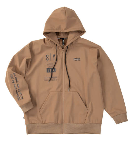 大きいサイズ メンズ SY32 by SWEET YEARS 3レイヤー フリース ライニング フルジップ パーカー ベージュ 1278-5605-1 3L 4L 5L 6L