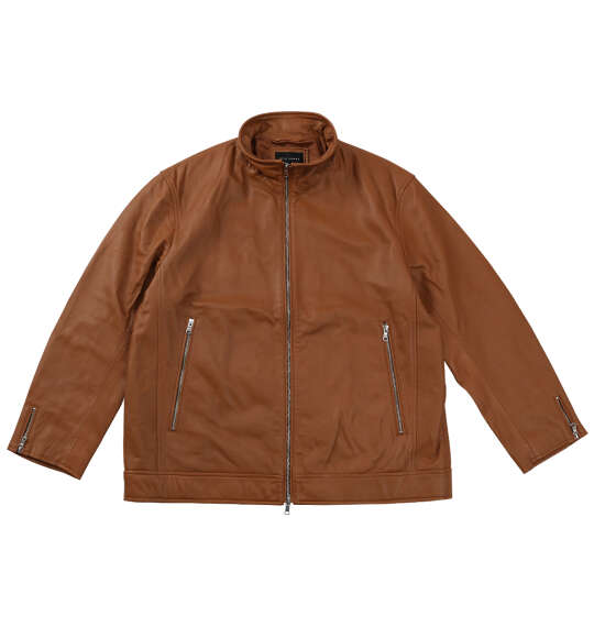 大きいサイズ メンズ TETE HOMME スタンドカラー レザー ブルゾン キャメル 1273-5357-1 3L 4L 5L 6L