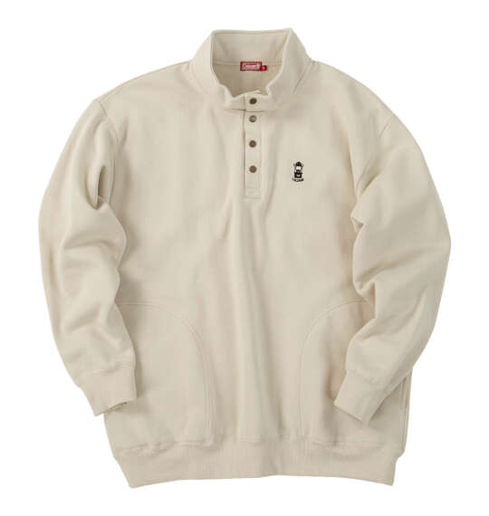 大きいサイズ メンズ Coleman 裏起毛 ハーフボタン トレーナー アイボリー 1278-5641-1 3L 4L 5L 6L 8L