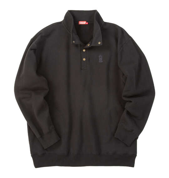 大きいサイズ メンズ Coleman 裏起毛 ハーフボタン トレーナー ブラック 1278-5641-2 3L 4L 5L 6L 8L