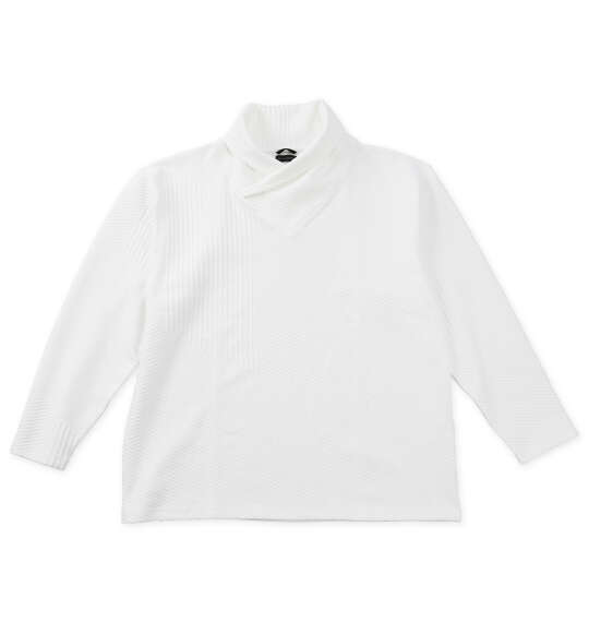 大きいサイズ メンズ TETE HOMME バイアスパネル柄 ボリュームネック 長袖 Tシャツ ホワイト 1278-5646-1 3L 4L 5L 6L