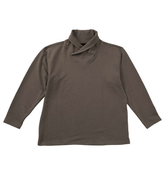 大きいサイズ メンズ TETE HOMME バイアスパネル柄 ボリュームネック 長袖 Tシャツ チャコール 1278-5646-3 3L 4L 5L 6L