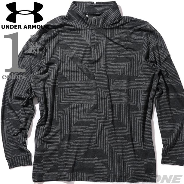 大きいサイズ メンズ UNDER ARMOUR アンダーアーマー ハーフジップ 総柄 長袖 Tシャツ ゴルフウェア USA直輸入 um1212999-999