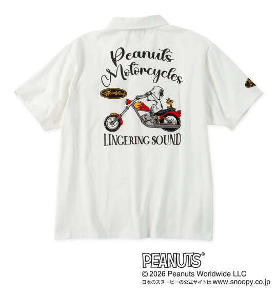 大きいサイズ メンズ FLAGSTAFF×PEANUTS スヌーピーコラボ 半袖 ポロシャツ ホワイト 1278-6536-1 3L 4L 5L 6L 8L