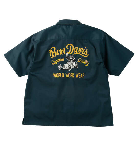 大きいサイズ メンズ BEN DAVIS レーサーレトロ刺繍ワーク 半袖 シャツ ダークグリーン 1277-6260-3 3L 4L 5L 6L