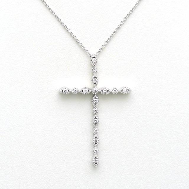 【楠本質店/元住吉】ポンテヴェキオ　K18WG　クロス ダイヤネックレス　ダイヤモンド0.29ct【中古】