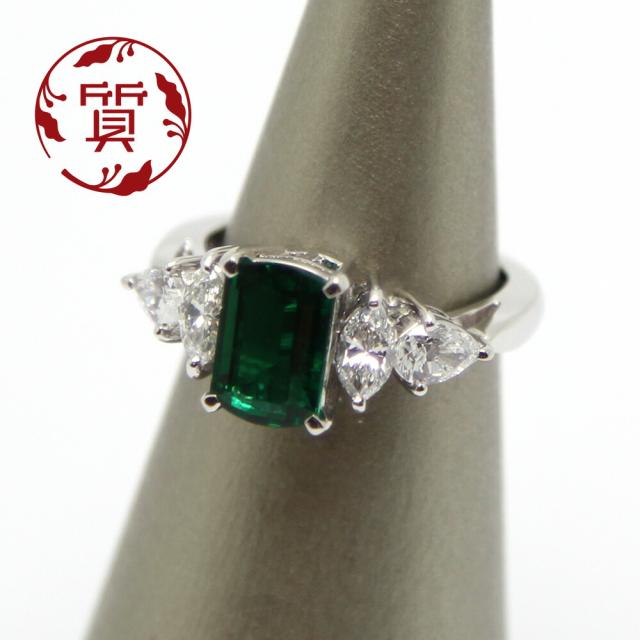 【楠本質店/元住吉】ミキモト　Pt950　エメラルド＆ダイヤ リング　エメラルド1.30ct/ダイヤ0.82ct　10.5号【中古】