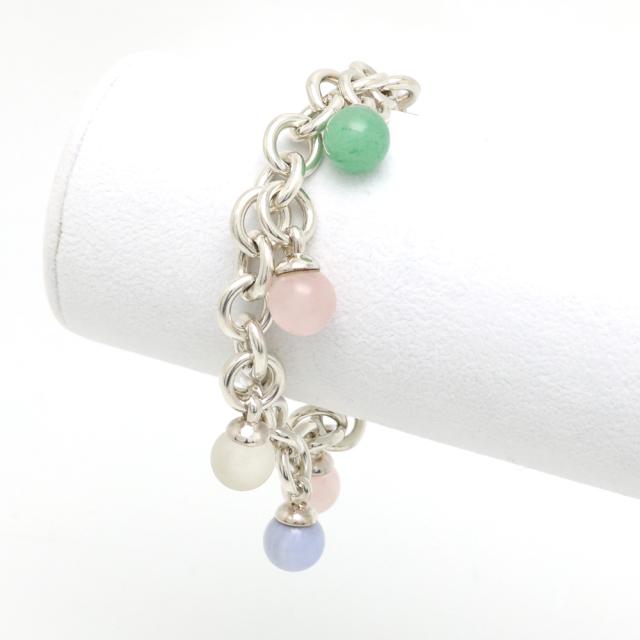 【楠本質店/元住吉】ティファニー/Tiffany&Co.　シルバー925　ボール ダングル ブレスレット　6Pマルチカラーストーン　19cm【中古】
