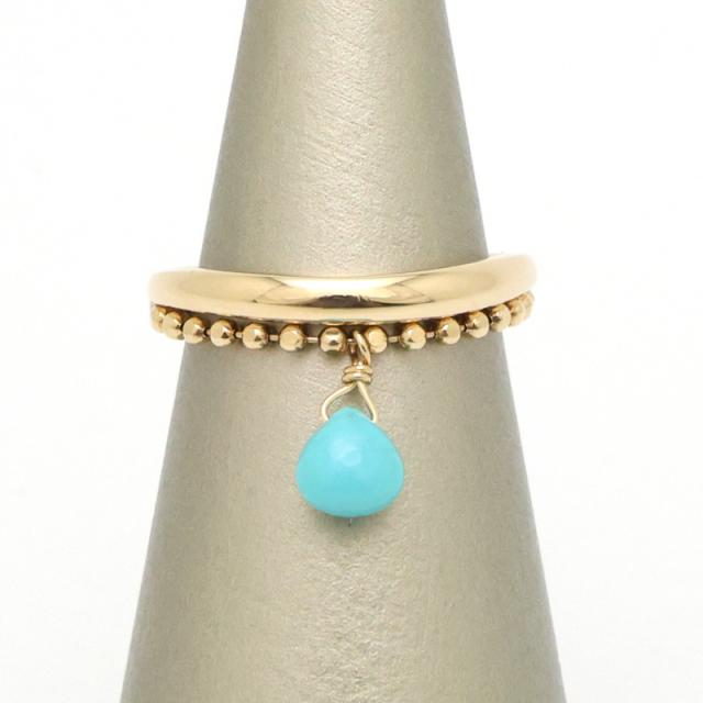 【楠本質店/元住吉】4℃　K10　ターコイズ 2連風リング　8号【中古】