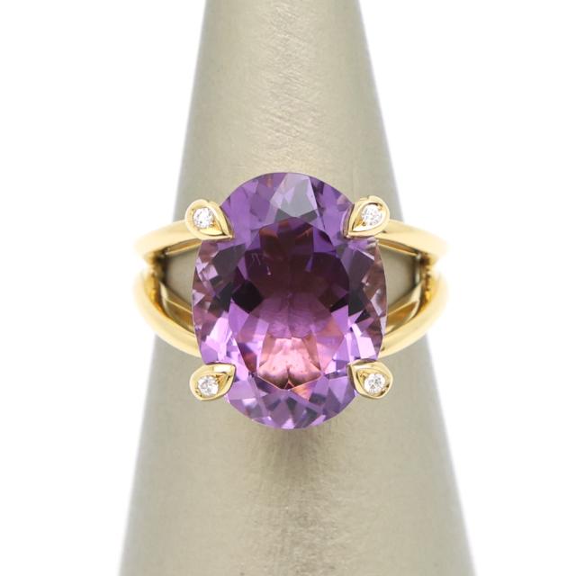 【楠本質店/元住吉】ケイウノ　K18　アメジスト&amp;ダイヤ リング　ダイヤモンド0.04ct　12号【中古】