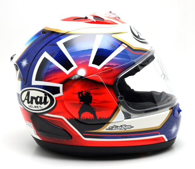 【楠本質店/元住吉】アライ/Arai　ヘルメット　ペドロサ サムライ スピリット 青　RX-7X　61・62サイズ　ペドロサ サイン入り【中古】_4