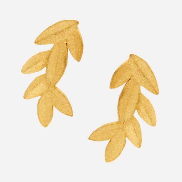 MESH 3Dリーフピアス シルバー925 18Kゴールドコート Gold Earrings ギフトBOX入り ジュエリークロス付き ハンドメイド ポルトガル直輸入 BRI00233D 4,200円